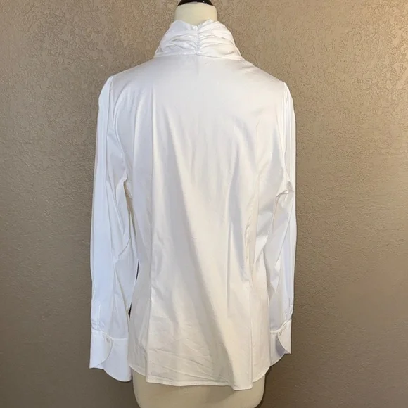 Lafayette 148 New York White Draped Tie-Front Button Down - Picture 9 of 12
